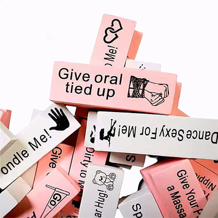 48Pcs Sex Block Game Wooden Block Tower Game Sexual Position Valentine Tumbling Tower Stacking Games Night Party Sex Toys
