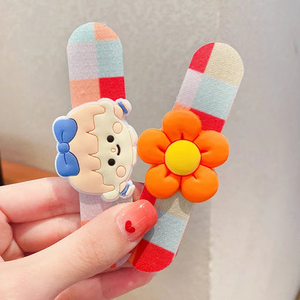 Summer New Baby Girl Bangs Stickers Set Cute Cartoon Sweet Flower Princess Side Clips Kids Headdress Hair Artifact Photo Props