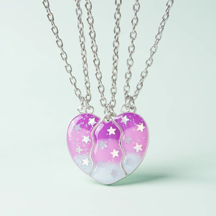 3 Pcs/Set Magnetism Best Friends Pendant Necklace for Women Best Friends Forever Broken Heart Clavicle Chain Accessories Gift