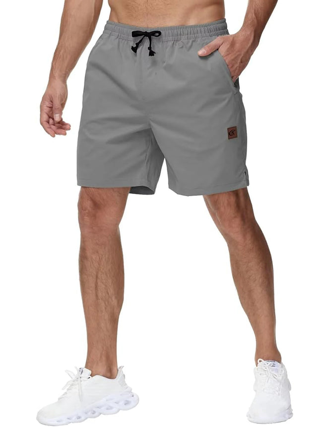 Summer Men's Casual Golf Shorts with Zipper Pockets Cotton Drawstring, Stretch Waist Sport Shorts for Outdoor Sport