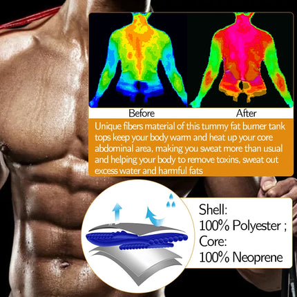 Hot Slimming Sauna Sweat Vest for Men Heat Trapping Pullover Sweat Enhancing Vest Workout Body Shaper Reduce Weight Tank Tops