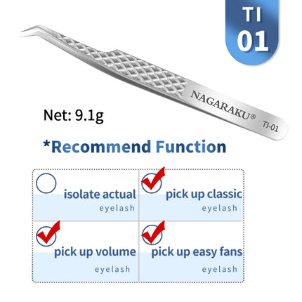 NAGARAKU Stainless Steel Straight Curved Nail Volume Eyelash Accurate Tweezers Nippers Pointed Clip Set Makeup Tools