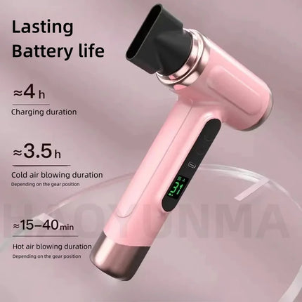 New Wireless Hair Dryer With 30000 Rpm Dry USB Charging For Children/Outdoor/Student Dormitory Blue Light Wireless Hair Dryer