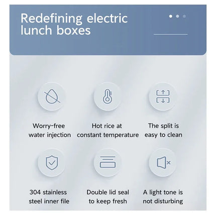 B15C EU Plug Portable Home Heating Insulated Lunch Box Electric Stainless Steel Liner With Insulation Bag