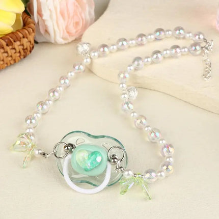 Sweet Beads Chain Pacifier Gag Collar Couple Toy Soft Silicone High-end Adult Pacifier Creating An Exclusive Luxury Leisure Time