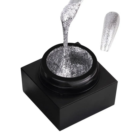 Reflective Glitter Gel Polish Mirror Chrome Effect Gold Silver Black UV Cured Long Lasting Shiny Salon Home DIY Nail Art