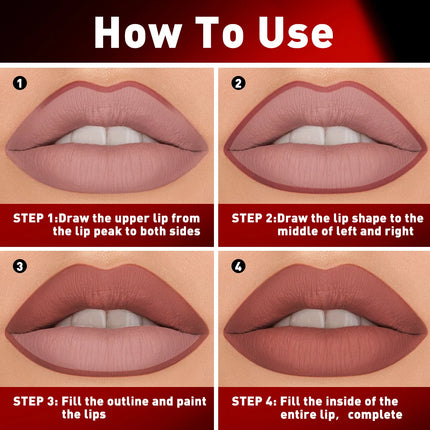 1PC Rich Pigmented, Waterproof, Silky, Durable, Non-stick Cup, Creamy Matte Lip Liner, Perfect for Date and Daily Use