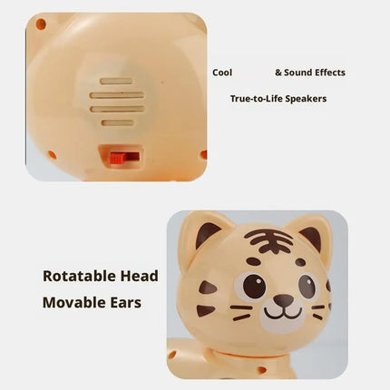 Children's electronic musical toy cartoon electric sounding toy tiger toy with sound flashing lights singing dancing functions