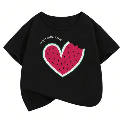 Sweet Watermelon Lover Printed T Shirts Short Sleeve Kids Children's T-shirt Boys Girls Summer Spring Casual Top Tee Shirt