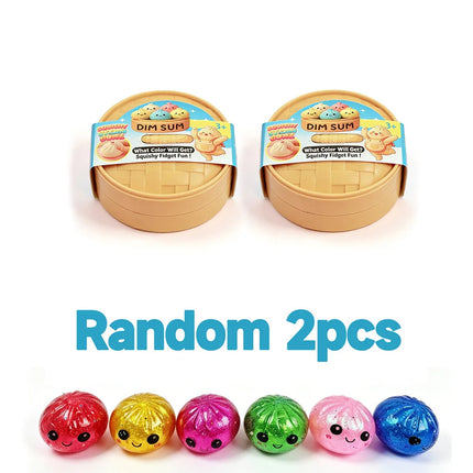 New Colorful Glitter Bead Filled Dumpling Squishy, Blind Box with Gift Box & Hidden Style, Stress Relief Sensory Squeeze Toy