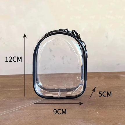 12cm PVC Transparent Storage Bag With Keychain Multicolor Cartoon Doll Display Box Dustproof Case Earphones Gift Organizer Bags