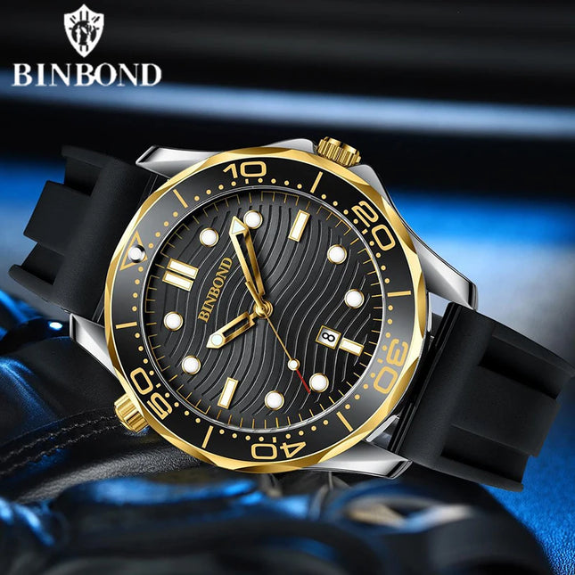 BINBOND B2820 New Casual Fashion Ultra-thin Seahorse Series Quartz Men's Watches 30M Waterproof Luminous Sports Men's Watches