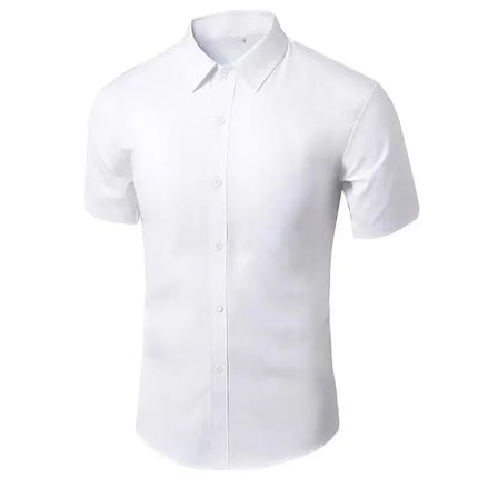 Chemise noire à manches courtes pour hommes de style coréen Chemise de travail professionnelle pure décontractée et formelle Effet amincissant