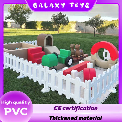 Pastel Color Kids' Amusement Ride for Soft Play Areas & Event Rentals Soft Play Rotating Carousel Toddler Ride-On Toy for Event