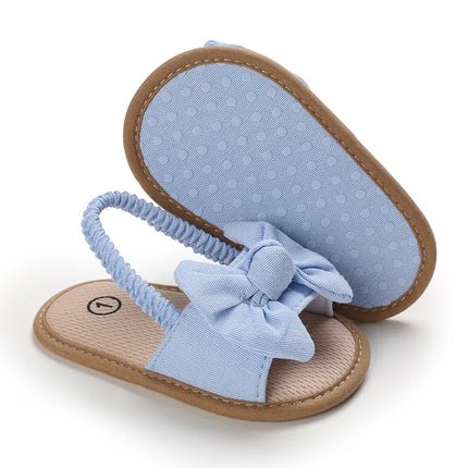 0-18 months cute baby shoes summer small fresh blue bow princess shoes sandals soft and comfortable soles slip walking shoes