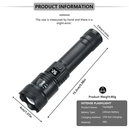 Handheld Portable Flashlight, High-power LED Torch, Emergency Lighting, Telescopic Mini Zoom Flashlight for Outdoor Fishing