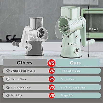 5 in 1 Rotary Grater Hand Crank Cheese Grater Vegetable Slicer Kitchen Mandoline Vegetable Slicer Shredder For Carrot Potato