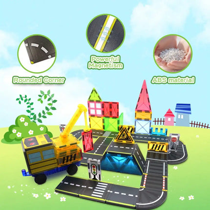 Magnetic Building Blocks, Magnetic Toy, Transportation-Themed Road Planning Architect, Durable Abs Structure, with Race Track and