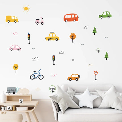 Cartoon Car Construction Truck Furniture Wall Stickers for Kids Room Living Room Wall Decals Baby Child Home Decoration Bedroom