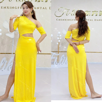 Belly Dancer Costume Women's Sexy Slimming Waist Revealing Dress Adult Oriental Belly Dancing Temperament  Practice Dresses