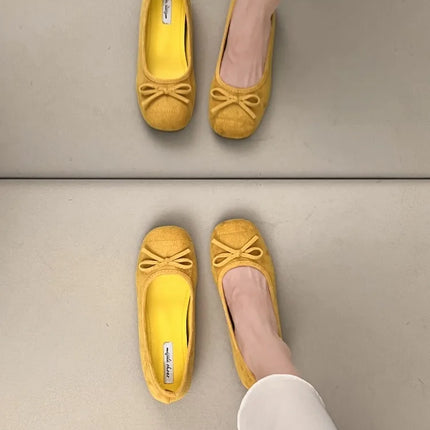 Spring Autumn Internal Elevation Women Mary Jane Shoes Ladies Outdoor Comfort Slip On Women's Butterfly-knot Ballet Shoes