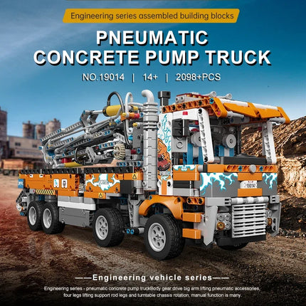 19014 Pneumatic Concrete Pump Truck 2132pcs Small Particle Assembly Model Kit Building Block set DIY Toys for Christmas Gifts