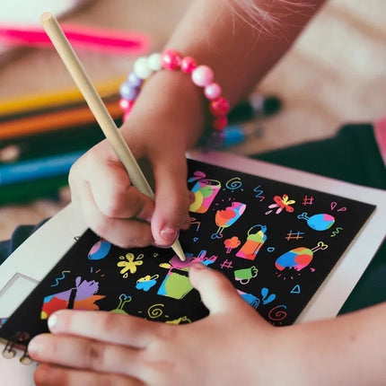 10Page/Book Magic Antistress Coloring books for children adult Kids drawings Scratch note book black cardboard stationery paper