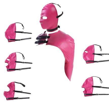 Sexy Adult Roleplay One Glove Corset with Various Half Face Bondage Harness Mask Hood for Fetish Party Games Exotic Costumes