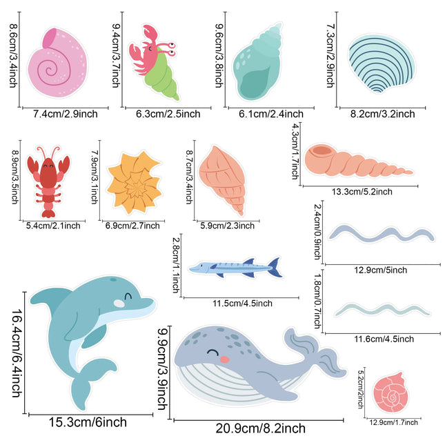 Cartoon Marine Life Wall Stickers for Kids Room Bathroom Wall Tile Decals Octopus Sea Turtle Fish Wall Posters Home Decoration