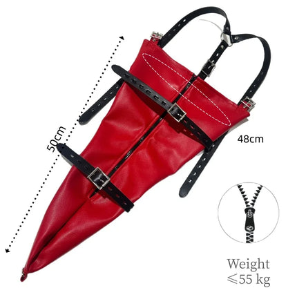Y-back Strap Lace-up Straight Arm Binder with Zipper Leather Tight Fit Single Sleeve for Couple BDSM Bondage Interaction Sex Toy