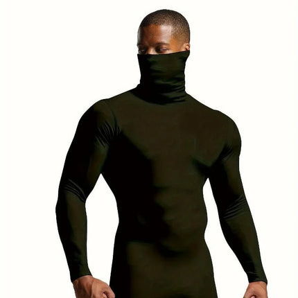 2026 Spring New Men's Turtleneck T-shirt Long Sleeve Slim Fit Solid Color High Elastic Bottoming Pullovers Basic Style Male Tops