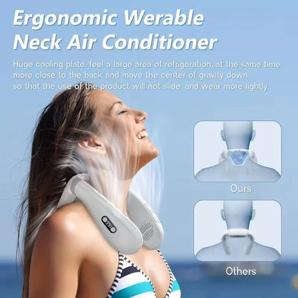 5200mAh Rechargeable Neck Fan with LED Display, USB-C, 3 Speeds, Quiet for Men Women Outdoor Travel