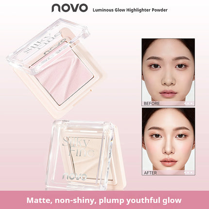 NOVO Monochrome Matte Highlighter Powder Brightens facial contours Smooths tear troughs Natural finish with flawless application