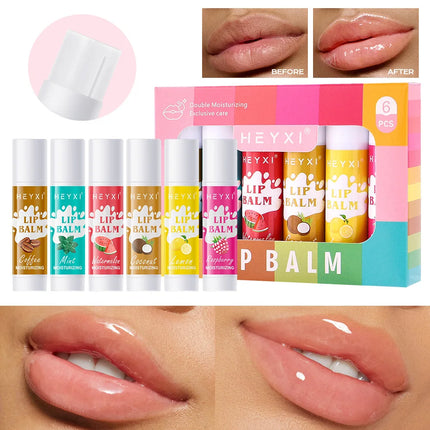 6/12Pcs Lip Balm Set Fruit Flavored 12Flavors Natural Lip Balm for Dry Cracked Lips Long Lasting Lip Care Products