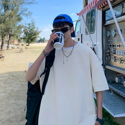 Men's Cotton T-shirts White Men's Casual Summer Wear Oversized T Shirt Solid Tee Shirts for Men 5XL Big Size Male Clothes
