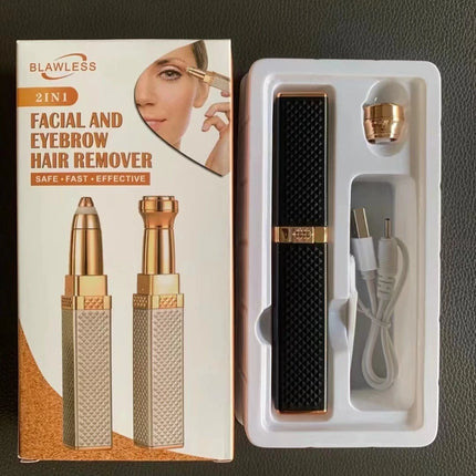 2 in 1 Women's Electric Epilator USB Charging Portable Hair Remover Bikini Painless Shaver for Women Body Facial Eyebrow Trimmer