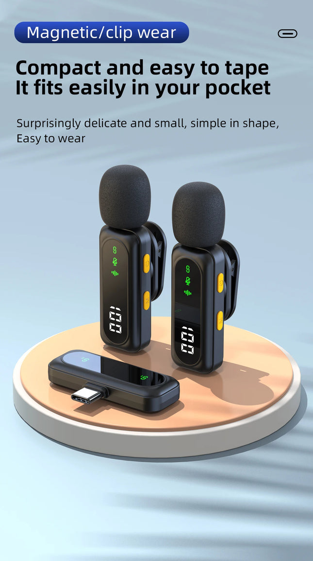 New Wireless Lavalier Microphone Video Recording Recording Podcast Noise Reduction mic  Live Gaming Phone  Android PC Mini Mic