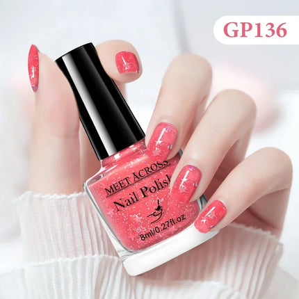 MEET ACROSS 8ml Glass Bottle Water-Based Peel Off Nail Polish Colorful Air Dry Nail Art Varnish Nails Manicure No Need Lamp