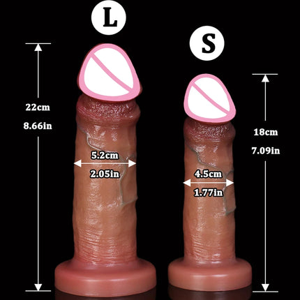 New Realistic Soft Sliding Foreskin Dildo Couples Anal Aldult Toy Vaginal Masturbation Double Silicone Penis Suction Cup Cock