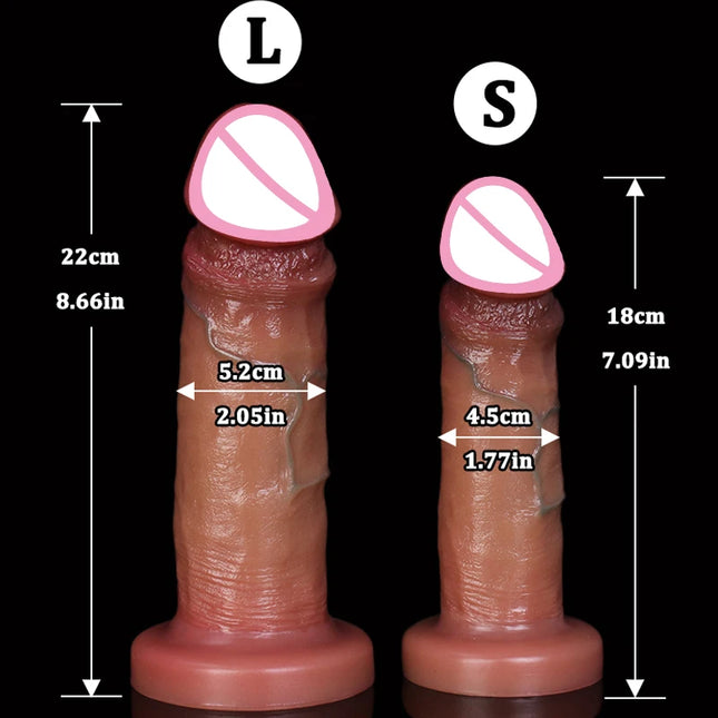 New Realistic Soft Sliding Foreskin Dildo Couples Anal Adult Toy Vaginal Masturbation Double Silicone Penis Suction Cup Cock