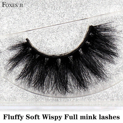 FOXESJI False Eyelashes 3D Mink Eye Lashes Strip Fluffy Dramatic Thick Cross Mink Eyelashes Soft Wispy Fake Eyelashes Extension