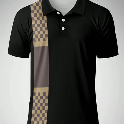 The new men's short-sleeved POLO shirt for summer 2025 features a casual fashionable and comfortable 3D striped pattern print