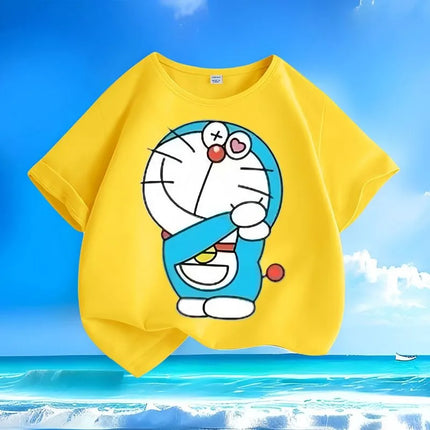 Low Price Doraemon Kids T-Shirts | Best Deal Hot Sale | Summer New Crew Neck Loose & Versatile Casual Tops for Boys Girls