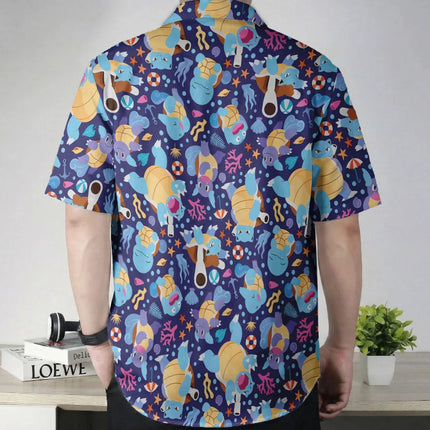 2026 Blastoise Ocean Pattern Pokémon Hawaiian Shirt Pokémon graphic T-shirt Summer Men's T-Shirt Kid's Clothing Tee Y2k Woman