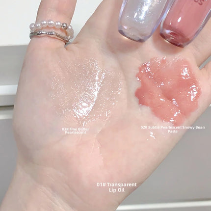 Fine Shimmer Lip Oil Gloss Long Lasting Hydrating Moisturizer Transparent Water Based Pearlescent Lip Glaze