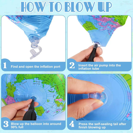 1/2/4 PCS Inflatable Globe Blow up World Globe Summer Outdoor PVC Beach Ball for Kids School Classroom Geography Party