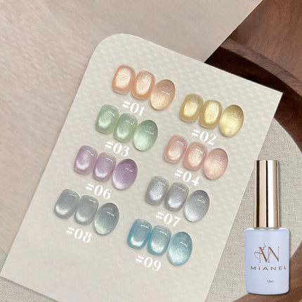 12ML 1-12pcs 2026 Autumn Nails Tyndall Whitening Cat Eye Gel Nail Polish Clear Glass Bead Cat Eye Nail Glue Yellow Nails Orange