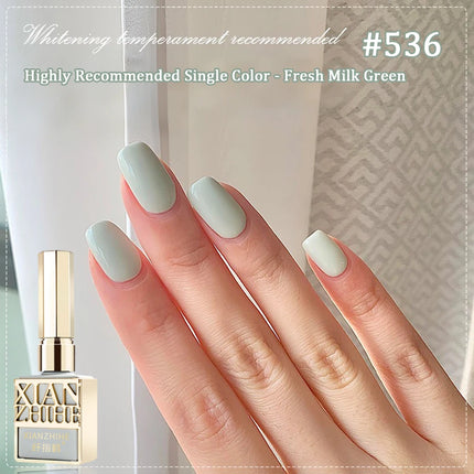 Fresh and brightening milky green nail polish gel, 2026 new style, trendy mint green, salon exclusive.