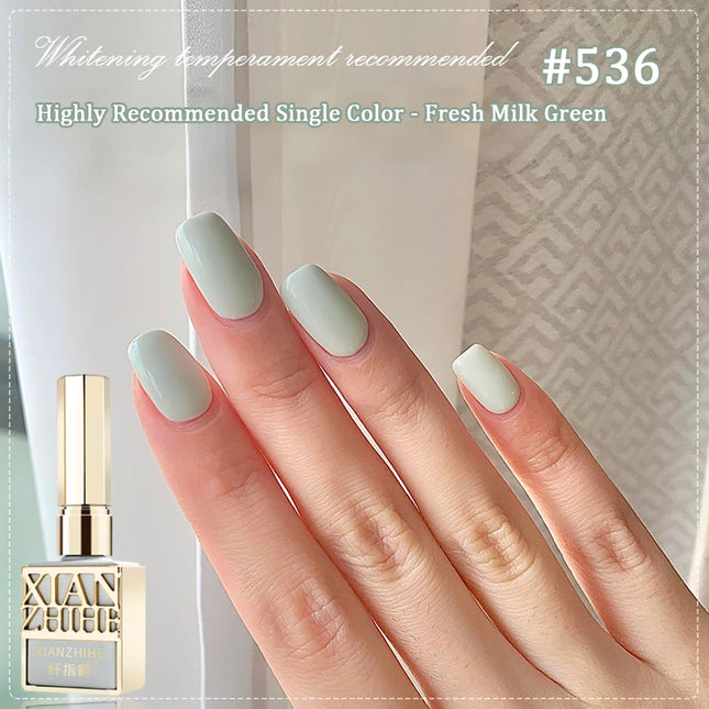 Fresh and brightening milky green nail polish gel, 2026 new style, trendy mint green, salon exclusive.