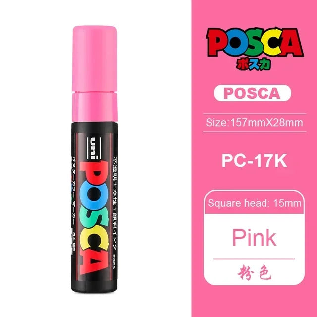 UNI POSCA PC-17K Marker Graffiti Paint Pen Art Markers POP Wide Tips 15mm Fabric Pen Art Supplies Broad Coloring Markers